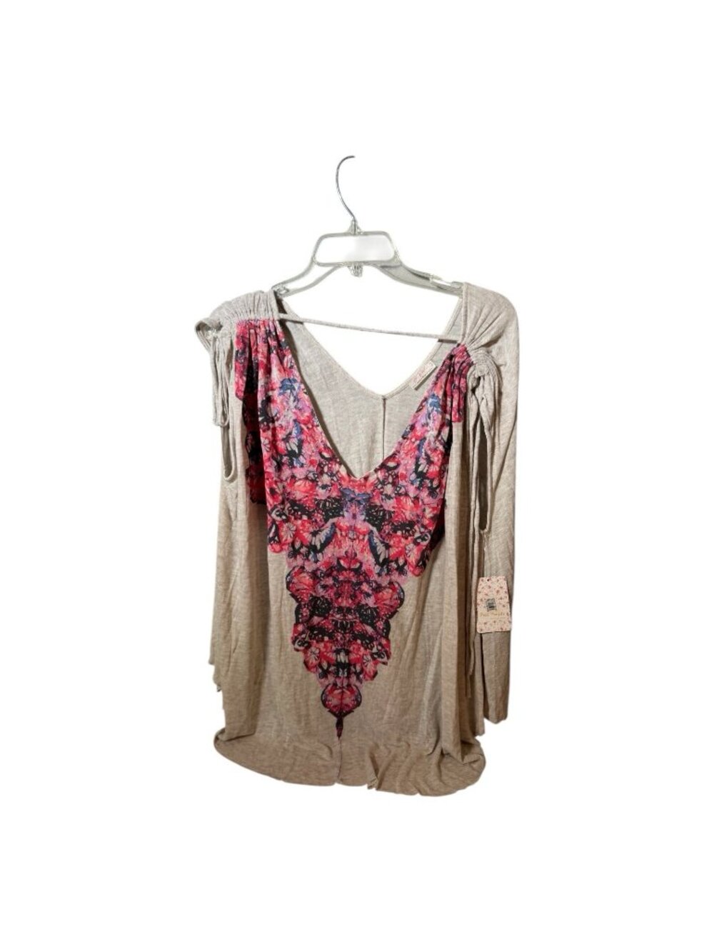 FREE PEOPLE Sz S MOON DANCE TEE TOP Oatmeal Heather Combo NWT